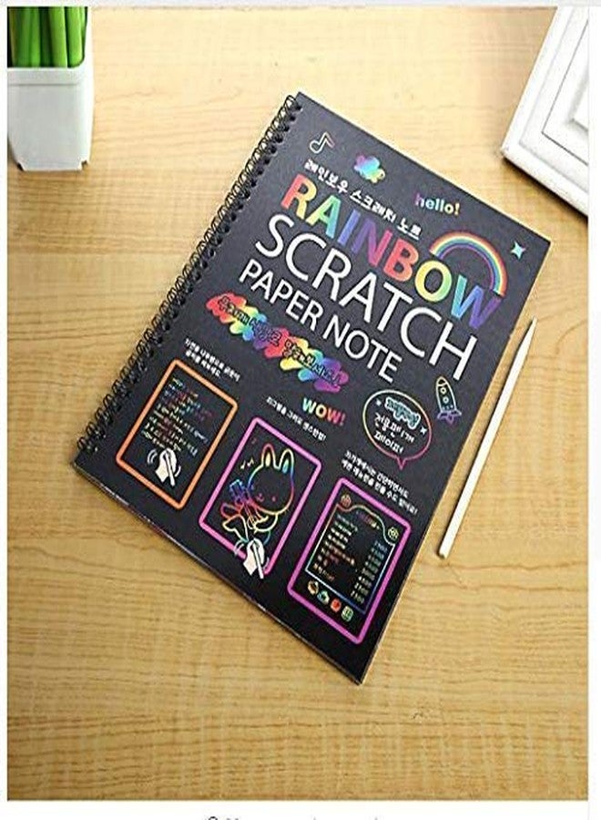 Artnery Acrylic A4 Rainbow Art Scratch Paper Book Sheets With Stylus, 10 Pages, Multicolor (Pack Of 1) - Image 2
